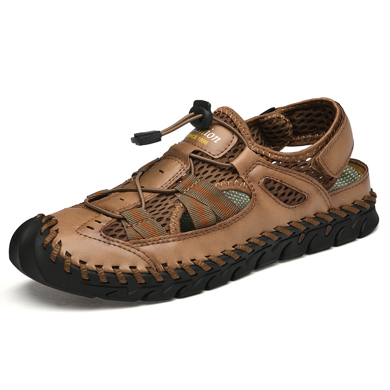 Pánske letné sandále 2023, ležérne kožené sandále, cezhraničný obchod, priedušné ľahké sandále, outdoorová turistická pánska obuv