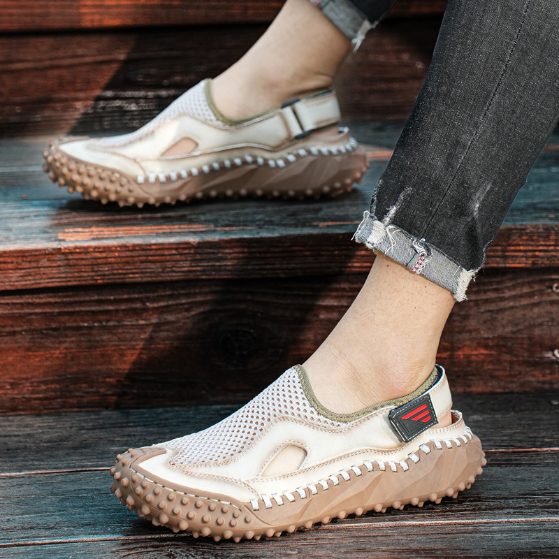 2024 Nyári hálós férfi cipők mindennapi alkalmi egyrétegű cipők lélegző sokoldalú platform szandálok férfi plus size határon átnyúló bebújós cipők