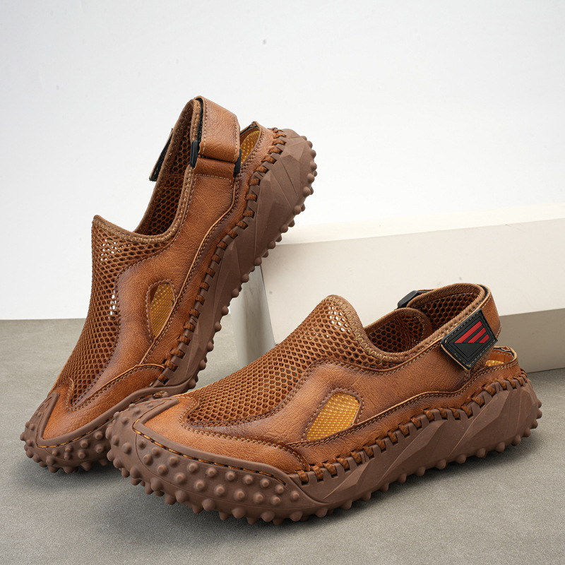 Pánske letné sieťované topánky 2024, denné ležérne, jednovrstvové, priedušné, všestranné, na platforme, pánske, plus size, cezhraničné nazúvacie topánky