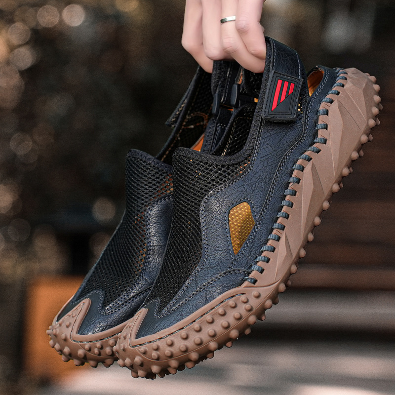 2024 Nyári hálós férfi cipők mindennapi alkalmi egyrétegű cipők lélegző sokoldalú platform szandálok férfi plus size határon átnyúló bebújós cipők