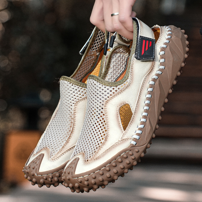 2024 Nyári hálós férfi cipők mindennapi alkalmi egyrétegű cipők lélegző sokoldalú platform szandálok férfi plus size határon átnyúló bebújós cipők