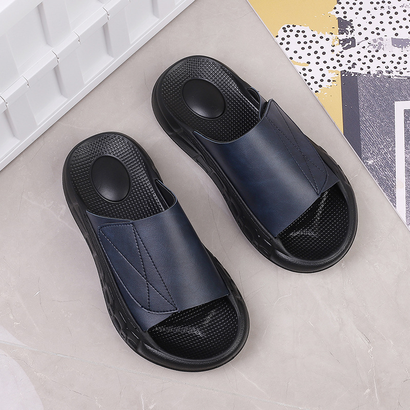 Pánske letné papuče s nastaviteľným suchým zipsom, jednofarebné, protišmykové, s mäkkým dnom, obľúbené v módnych plážových papučkách