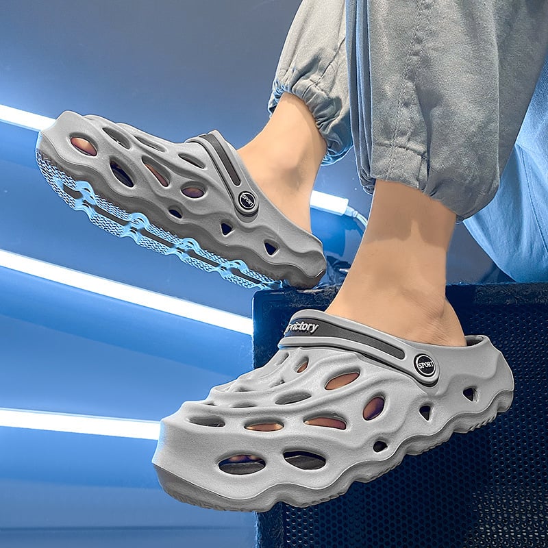Pantofi de vară pentru bărbați, cu găuri goale și respirabile, cu uzură exterioară, cu senzație de rahat, casual, la modă, Baotou, sandale de plajă