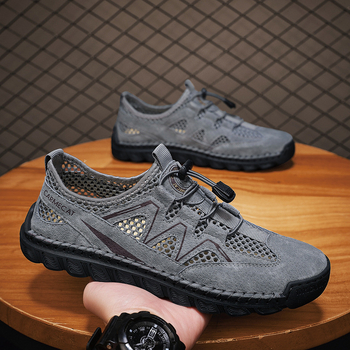 Καλοκαιρινά, διασυνοριακά, δερμάτινα, μεγάλα μεγέθη, ανδρικά σανδάλια ορειβασίας με αναπνεύσιμο, κοίλο, αθλητικά, mesh, αναπνεύσιμα, casual