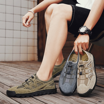 Καλοκαιρινά, διασυνοριακά, δερμάτινα, μεγάλα μεγέθη, ανδρικά σανδάλια ορειβασίας με αναπνεύσιμο, κοίλο, αθλητικά, mesh, αναπνεύσιμα, casual