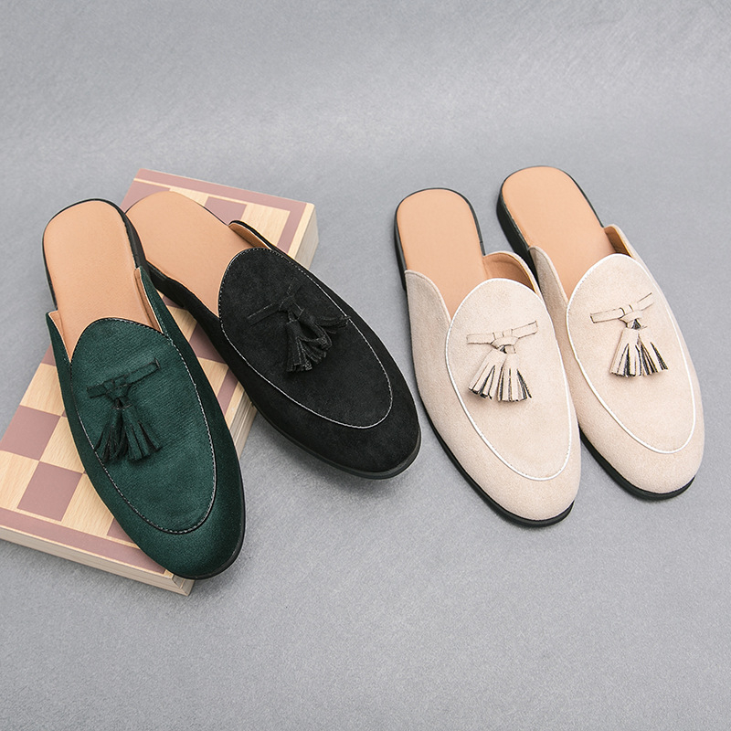 Meestele mõeldud piiriülesed suvised tutiga varvassussid, moodne ja vabaaja kontsadeta nahkking, Korea stiilis poolkingad