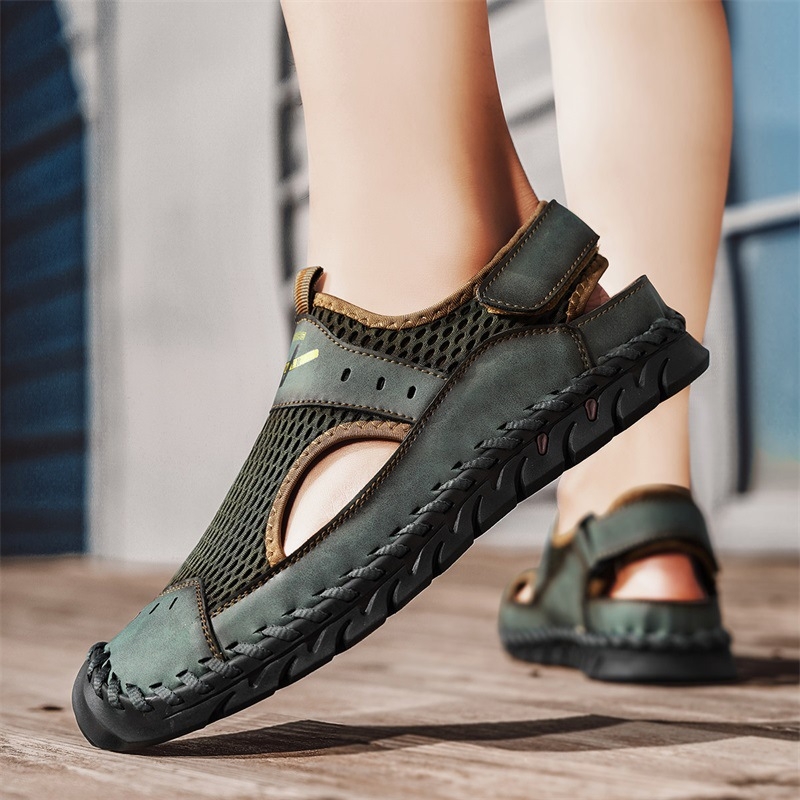 2024-es szandálok, férfi tavaszi, lélegző, strandcipők, férfi hálós, divatos szandálok, férfi mindennapi flip-on cipők, férfi