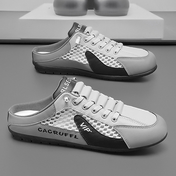 Pánske poltopánky Baotou s polovičnou špičkou z roku 2025, nové sieťované priedušné nazúvacie topánky, ležérne módne, univerzálne, ľahké sieťované topánky