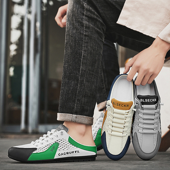 Pánske poltopánky Baotou s polovičnou špičkou z roku 2025, nové sieťované priedušné nazúvacie topánky, ležérne módne, univerzálne, ľahké sieťované topánky