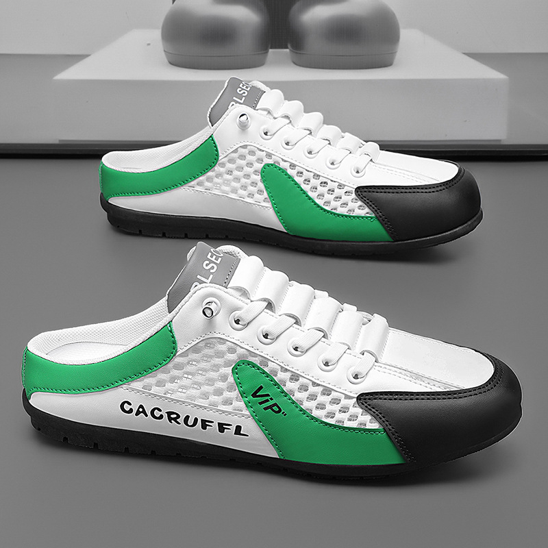 Pánske poltopánky Baotou s polovičnou špičkou z roku 2025, nové sieťované priedušné nazúvacie topánky, ležérne módne, univerzálne, ľahké sieťované topánky