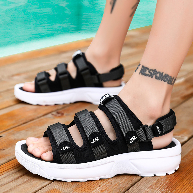 Spot Új vastag talpú férfi szandálok magas szárú, rugalmas, dupla talpú, könnyű, hétköznapi strandcipők férfiaknak egy generációnyi haj