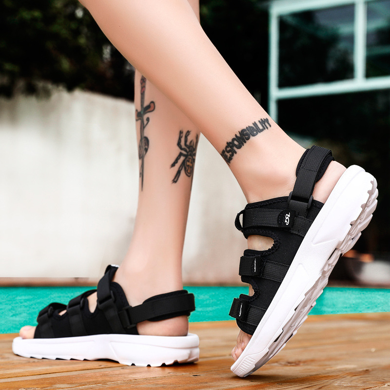 Spot Új vastag talpú férfi szandálok magas szárú, rugalmas, dupla talpú, könnyű, hétköznapi strandcipők férfiaknak egy generációnyi haj