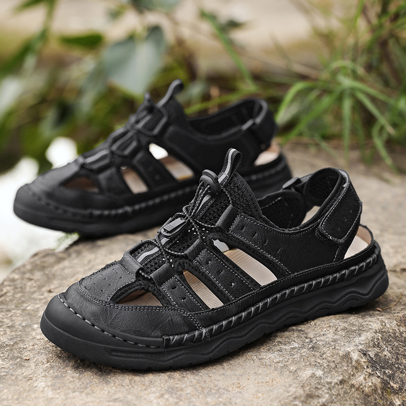 Férfi szandálok 2025 új nyári külső ruházat férfi lélegző hétköznapi apa vezetés határokon átnyúló strandpapucsok ins divatos