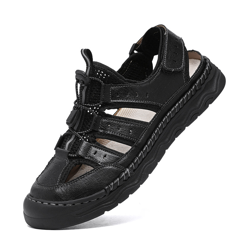 Férfi szandálok 2025 új nyári külső ruházat férfi lélegző hétköznapi apa vezetés határokon átnyúló strandpapucsok ins divatos