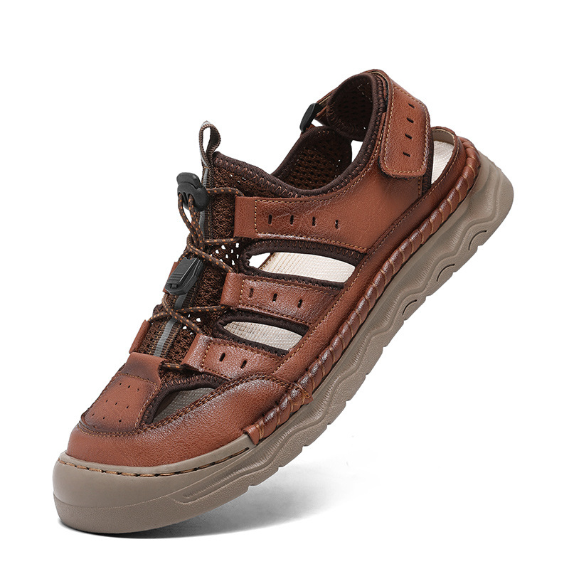 Férfi szandálok 2025 új nyári külső ruházat férfi lélegző hétköznapi apa vezetés határokon átnyúló strandpapucsok ins divatos