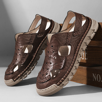 2025 Amazon Cross Border plus size szandálok férfi nyári puha talpú szandálok és papucsok alkalmi lélegző strandcipők férfi szabadtéri viseletre