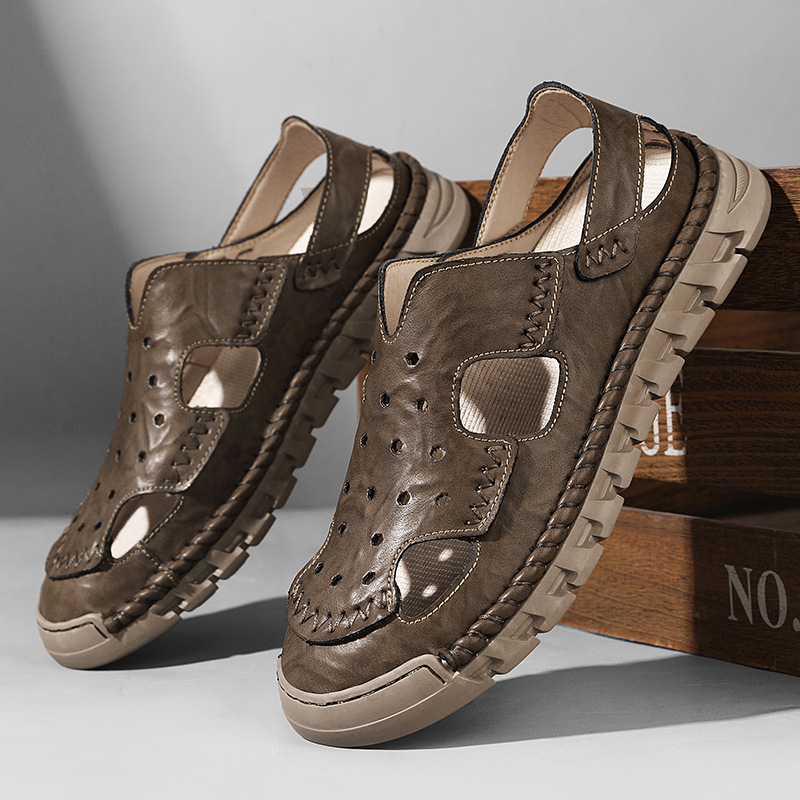 2025 Amazon Cross Border plus size szandálok férfi nyári puha talpú szandálok és papucsok alkalmi lélegző strandcipők férfi szabadtéri viseletre