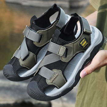 2024-es, határokon átnyúló, nagy méretű, nyári, új, férfi baotou szandál, külső viselet, strandcipő, vastag talpú, kézzel készített kültéri szandál