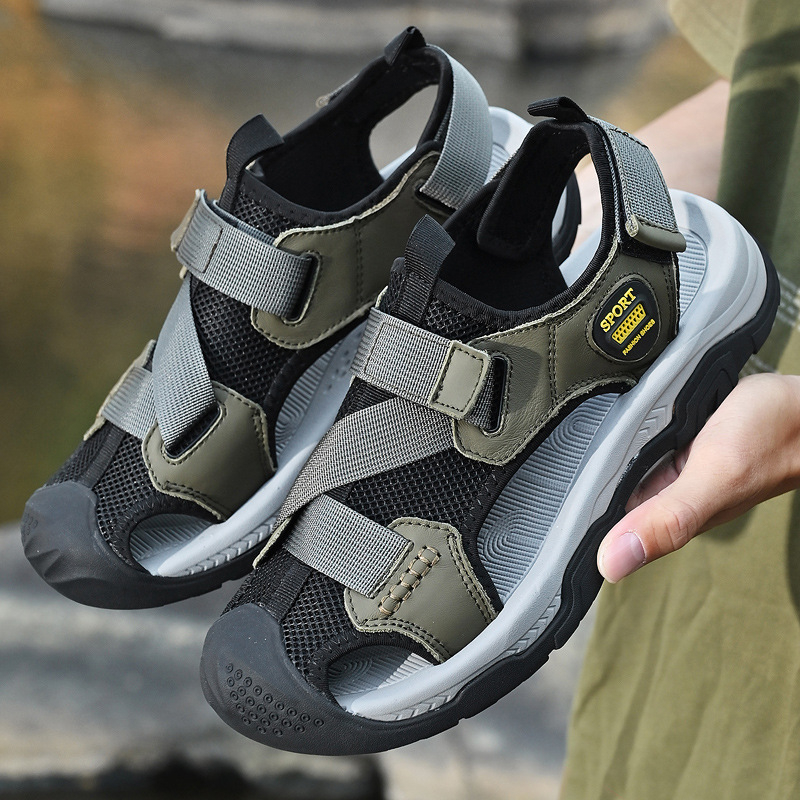 2024-es, határokon átnyúló, nagy méretű, nyári, új, férfi baotou szandál, külső viselet, strandcipő, vastag talpú, kézzel készített kültéri szandál