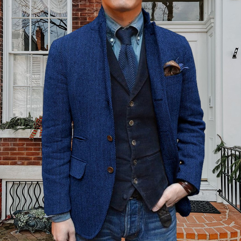 Vyriškas kostiumas 2025 m. Naujas laisvalaikio oficialus apranga Darbo drabužiai Gynybos interviu vedėjo kostiumas švarkas Vasara