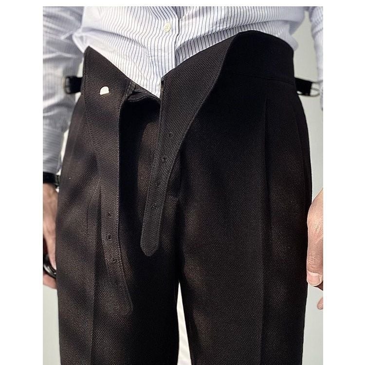 Pantaloni de costum casual dl. Lu San, de casă, pentru bărbați, toamnă-iarnă, cu talie înaltă, Napoli, drepți, pantaloni retro britanici, asortați