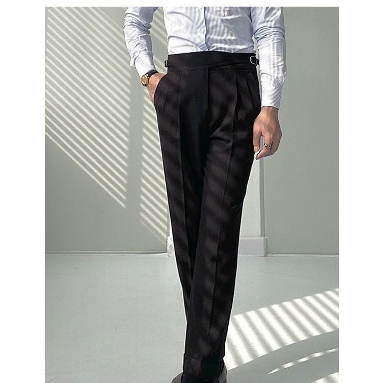 Pantaloni de costum casual dl. Lu San, de casă, pentru bărbați, toamnă-iarnă, cu talie înaltă, Napoli, drepți, pantaloni retro britanici, asortați