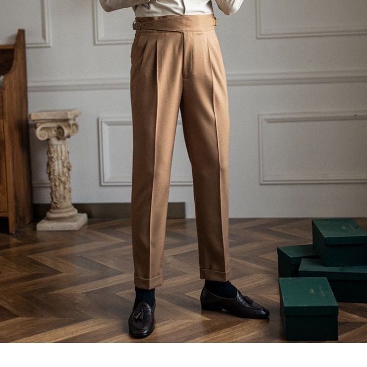 Pantaloni de costum casual dl. Lu San, de casă, pentru bărbați, toamnă-iarnă, cu talie înaltă, Napoli, drepți, pantaloni retro britanici, asortați