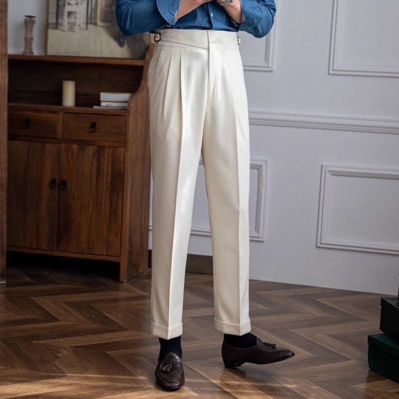 Pantaloni de costum casual dl. Lu San, de casă, pentru bărbați, toamnă-iarnă, cu talie înaltă, Napoli, drepți, pantaloni retro britanici, asortați