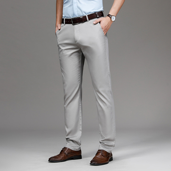 Pantaloni sport Tencel pentru bărbați, pantaloni de primăvară și de vară, subțiri, de afaceri, culoare solidă, drepți, slim-fit, profesionali, casual