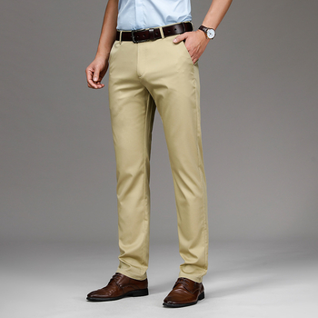 Pantaloni sport Tencel pentru bărbați, pantaloni de primăvară și de vară, subțiri, de afaceri, culoare solidă, drepți, slim-fit, profesionali, casual