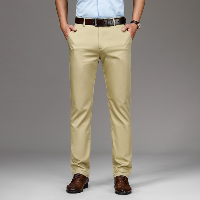 Pantaloni sport Tencel pentru bărbați, pantaloni de primăvară și de vară, subțiri, de afaceri, culoare solidă, drepți, slim-fit, profesionali, casual