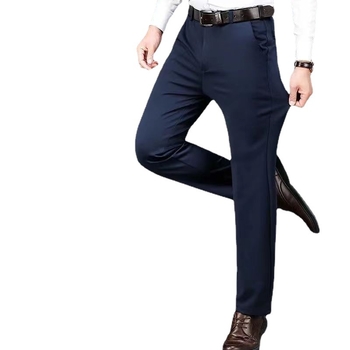 Pantaloni de afaceri cu căptușeală din fleece pentru toamnă și iarnă, pantaloni casual pentru bărbați, de vârstă mijlocie și vârstnici, lejeri, drepți, de primăvară și de toamnă, pantaloni lungi elastici pentru bărbați