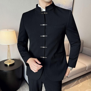 Jaunimo mados naujas kiniškas laisvalaikio kostiumas vyrams, plonas, gyvenimo būdo nacionalinis madingas kostiumas, Duffy Shuai Tongqin kiniškas kostiumas