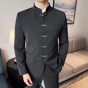 Jaunimo mados naujas kiniškas laisvalaikio kostiumas vyrams, plonas, gyvenimo būdo nacionalinis madingas kostiumas, Duffy Shuai Tongqin kiniškas kostiumas