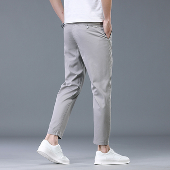 Pantaloni scurți pentru bărbați de primăvară și vară, pantaloni casual ușori, coreeni, slim fit, lungime până la gleznă, respirabili, pantaloni occidentali