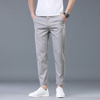 Pantaloni scurți pentru bărbați de primăvară și vară, pantaloni casual ușori, coreeni, slim fit, lungime până la gleznă, respirabili, pantaloni occidentali