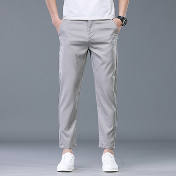 Pantaloni scurți pentru bărbați de primăvară și vară, pantaloni casual ușori, coreeni, slim fit, lungime până la gleznă, respirabili, pantaloni occidentali