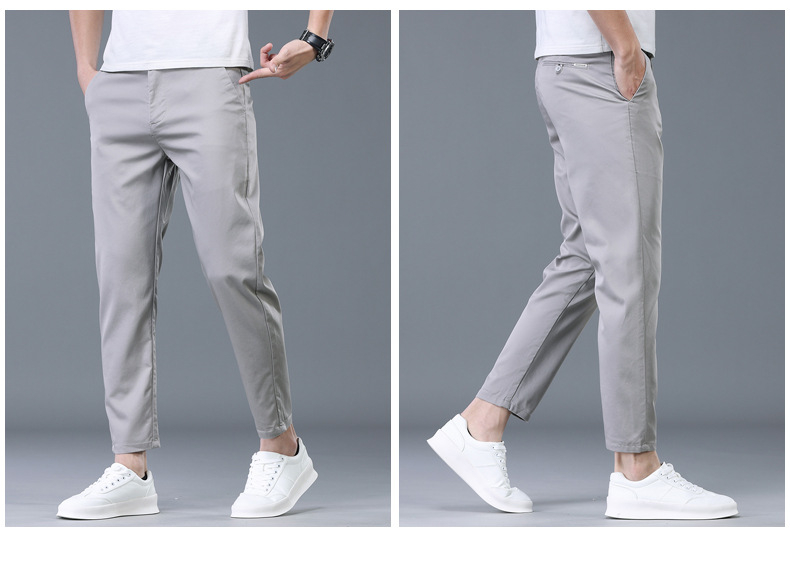 Pantaloni scurți pentru bărbați de primăvară și vară, pantaloni casual ușori, coreeni, slim fit, lungime până la gleznă, respirabili, pantaloni occidentali