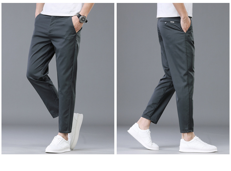 Pantaloni scurți pentru bărbați de primăvară și vară, pantaloni casual ușori, coreeni, slim fit, lungime până la gleznă, respirabili, pantaloni occidentali