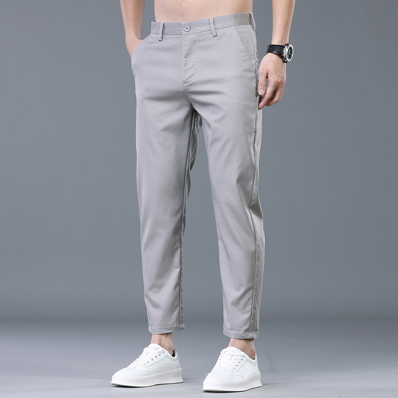 Pantaloni scurți pentru bărbați de primăvară și vară, pantaloni casual ușori, coreeni, slim fit, lungime până la gleznă, respirabili, pantaloni occidentali