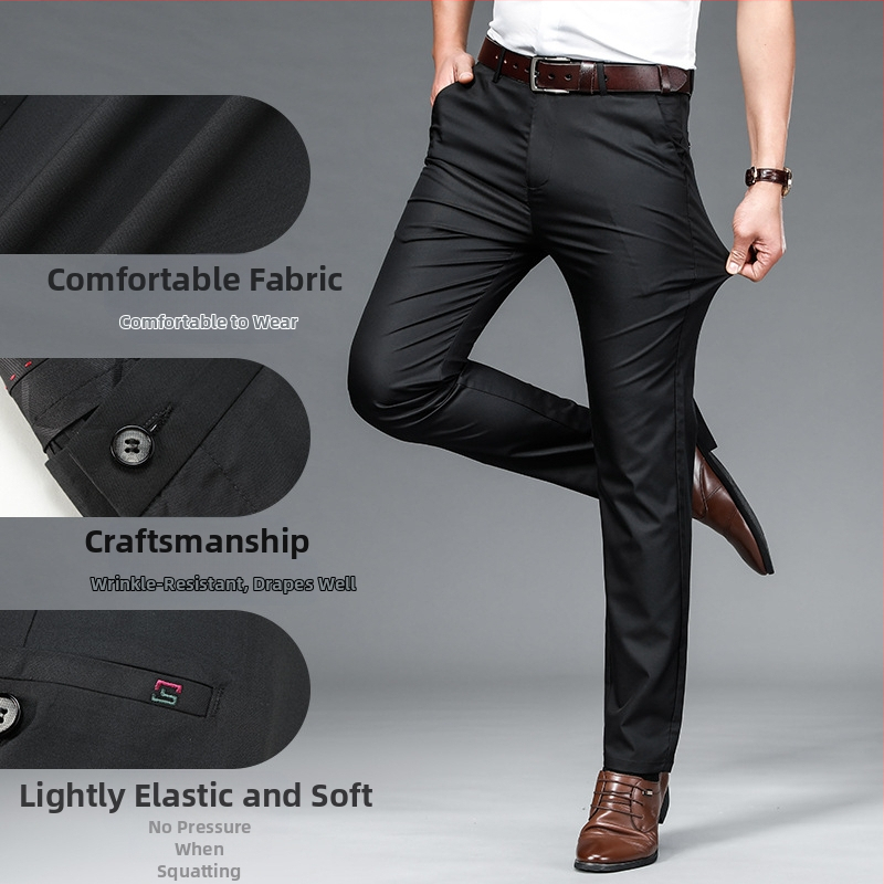 Летни тънки мъжки панталони, свободни прави ежедневни панталони, мъжки прави панталони с висока талия, летни тънки на едро