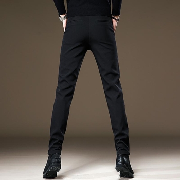Παντελόνι Western υψηλής ποιότητας σε κορεατικό στιλ για άνδρες, παντελόνι υψηλής ποιότητας Dummy Business Autumn Slim-fit, ελαστικό, μαύρο, casual παντελόνι για άνδρες