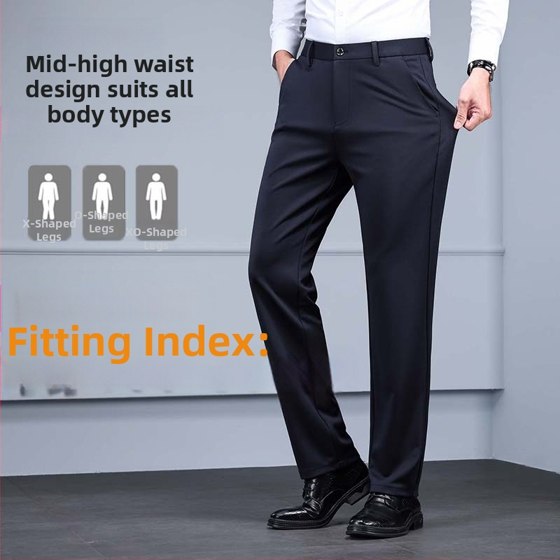 Četverostrane elastične muške ležerne hlače velikih dimenzija, ravne, široke, plus debele muške hlače, jesenske i zimske debele poslovne hlače