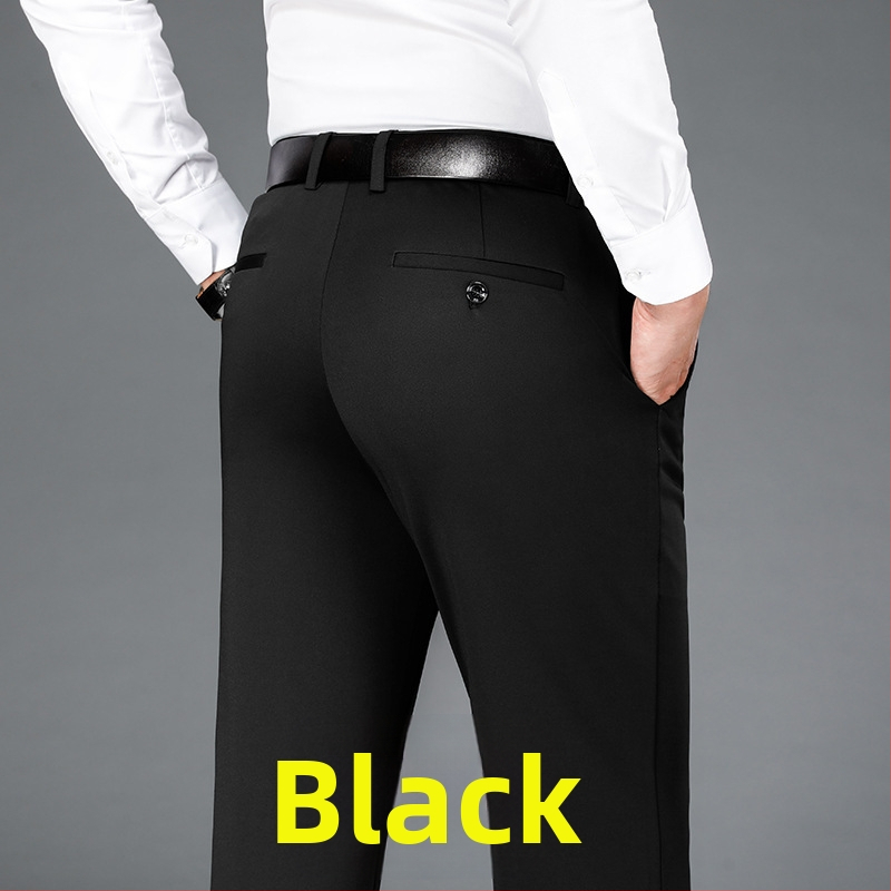 Štvorstranné elastické pánske veľké ležérne nohavice rovné voľné plus hrubé pánske nohavice na jeseň a zimu hrubé biznis nohavice