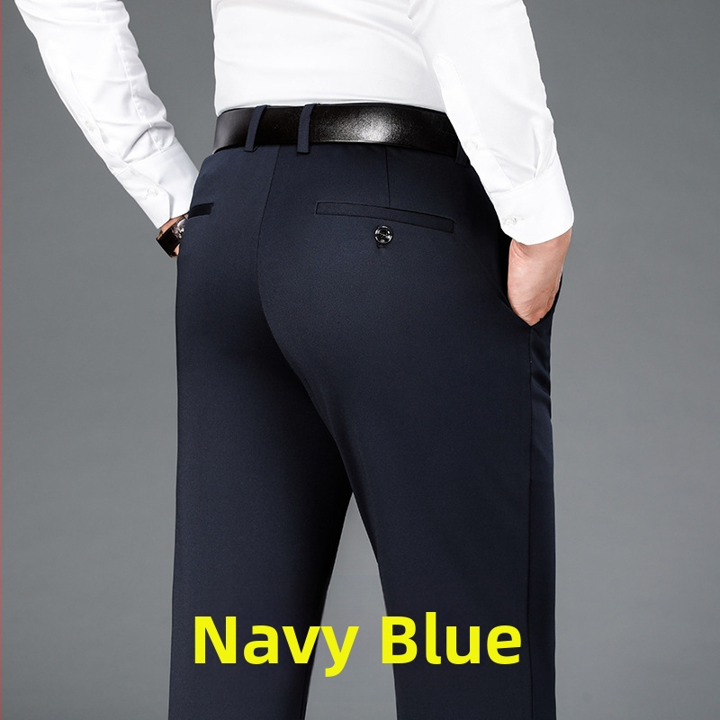 Štvorstranné elastické pánske veľké ležérne nohavice rovné voľné plus hrubé pánske nohavice na jeseň a zimu hrubé biznis nohavice