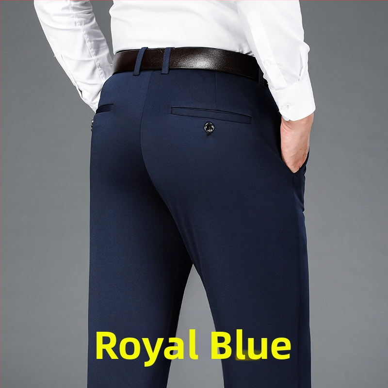 Štvorstranné elastické pánske veľké ležérne nohavice rovné voľné plus hrubé pánske nohavice na jeseň a zimu hrubé biznis nohavice