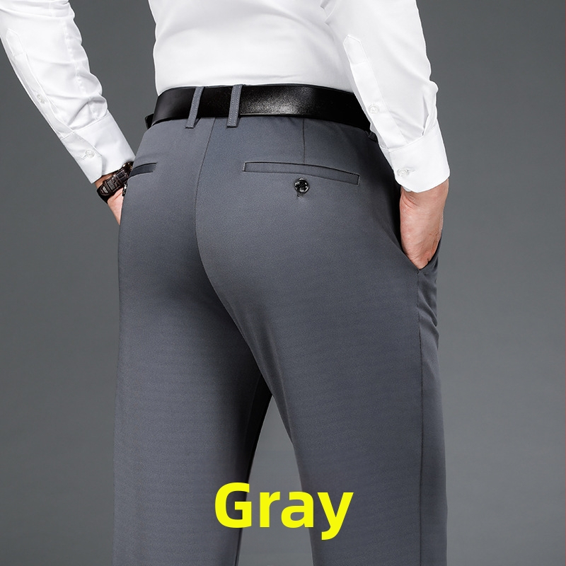 Štvorstranné elastické pánske veľké ležérne nohavice rovné voľné plus hrubé pánske nohavice na jeseň a zimu hrubé biznis nohavice