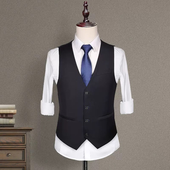 Новият мъжки костюм на Qian Hong, пролетен и есенен костюм, жилетка с прилепнала талия през раменете, бизнес жилетка, професионална рокля
