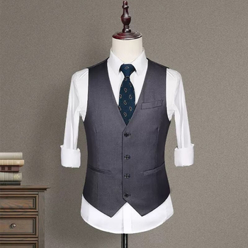 Новият мъжки костюм на Qian Hong, пролетен и есенен костюм, жилетка с прилепнала талия през раменете, бизнес жилетка, професионална рокля
