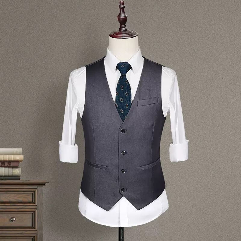Qian Hong új öltönyös férfi mellénye, tavaszi és őszi öltönymellény, karcsúsított, vállig érő, üzleti mellény, professzionális ruha